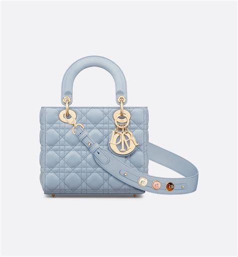 Sac Lady Dior Mini Cuir d'agneau Cannage bleu pâle 